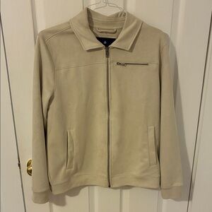 Ben Sherman Faux Suede Beige Zip-Front Jacket